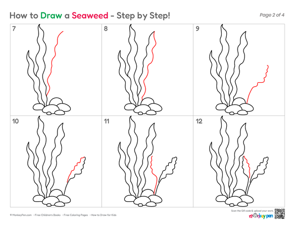 How to Draw Seaweed – Easy Step-by-Step Ocean Plant Drawing for Kids