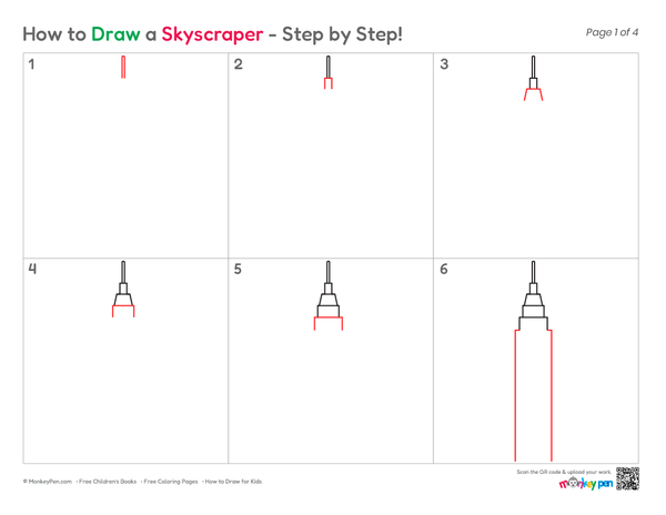 How to Draw a Skyscraper – Easy Step-by-Step Building Drawing for Kids