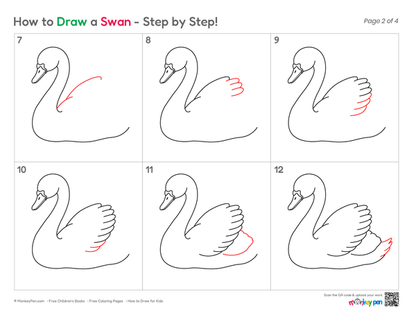 Easy swan drawing for kids