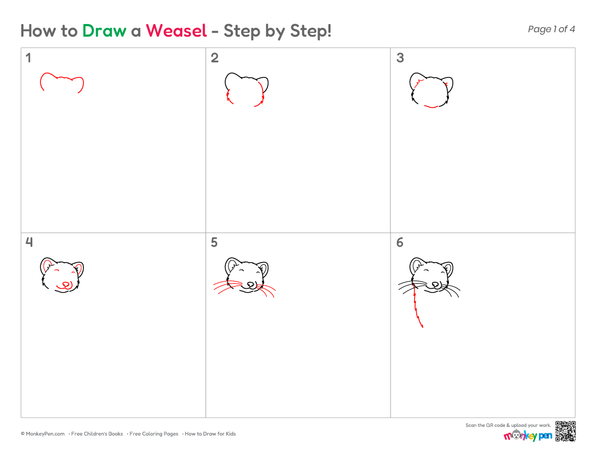 Cute weasel drawing for young artists