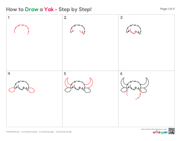 Cute yak animal illustration for kids.
