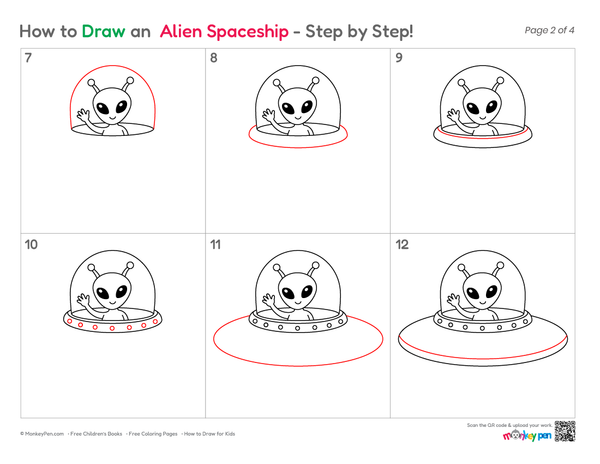 Beginner-friendly alien spaceship drawing