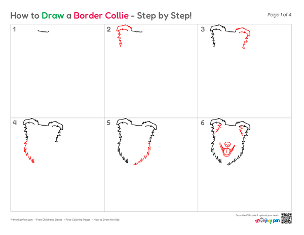 How to Draw a Border Collie – Step-by-Step Dog Drawing for Kids