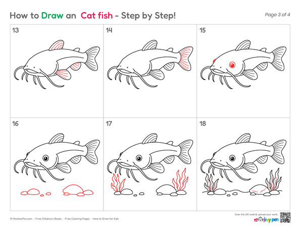 Easy Catfish drawing for kids