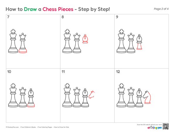 Simple chess set drawing for beginners