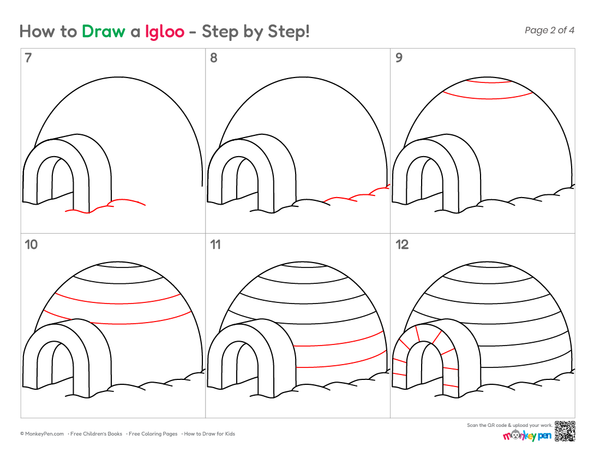 How to Draw an Igloo – Easy Step-by-Step Arctic House Drawing for Kids