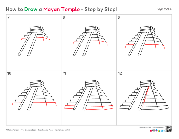 Easy-to-draw Mayan Temple for kids