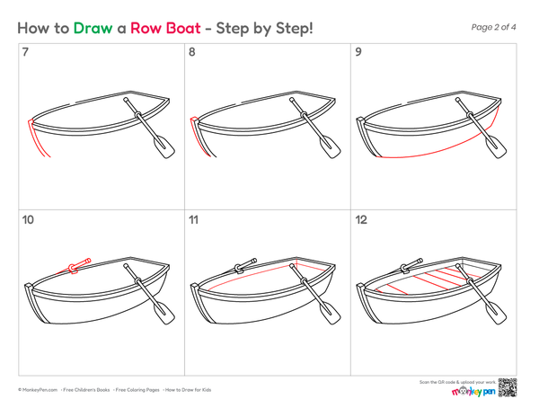 Easy row boat illustration for children
Cute rowboat drawing for kids