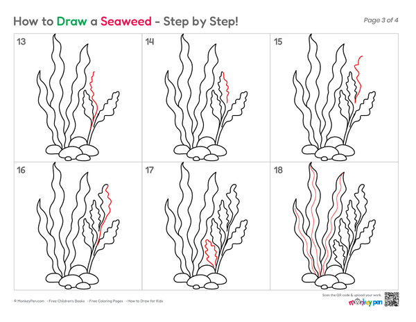 How to Draw Seaweed – Easy Step-by-Step Ocean Plant Drawing for Kids