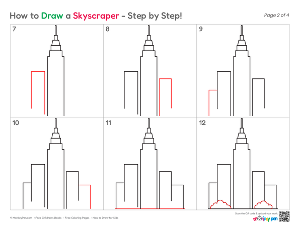 How to Draw a Skyscraper – Easy Step-by-Step Building Drawing for Kids