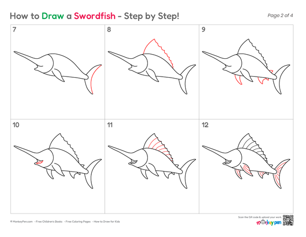 Learn to draw a graceful swordfish with easy sketching techniques and simple outlines.