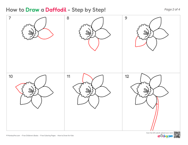 How to Draw Daffodils – Easy Step-by-Step Flower Drawing for Kids