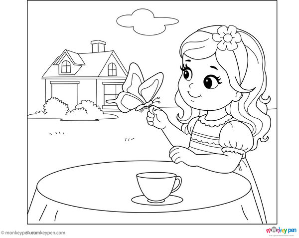Butterfly Sitting on Hand Coloring Page – fun and educational printable for children