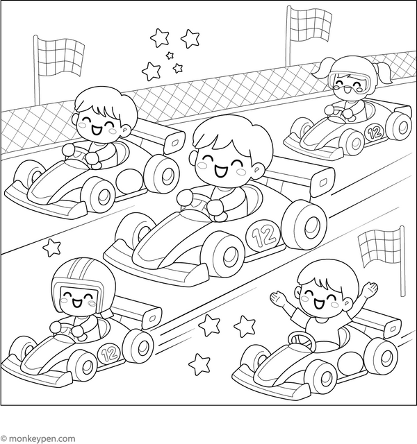 Motor Racing Coloring Page