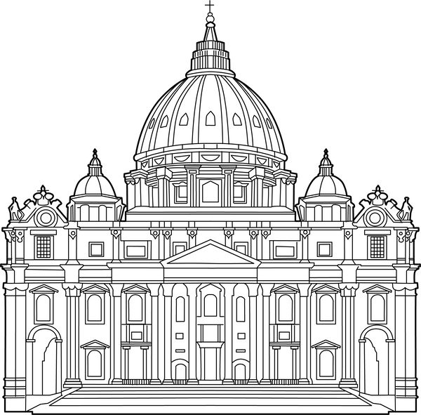 Vatican City Rome Saint Peters Basilica coloring page – fun and educational printable for children