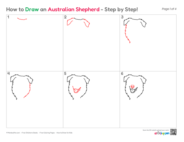 How to Draw an Australian Shepherd – Step-by-Step Dog Drawing for Kids