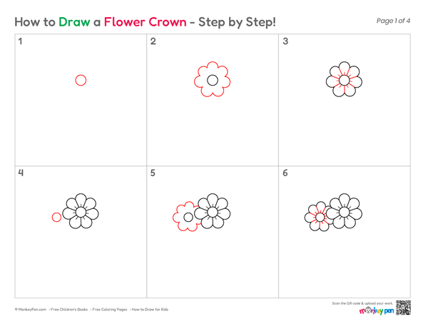 Simple flower wreath drawing
