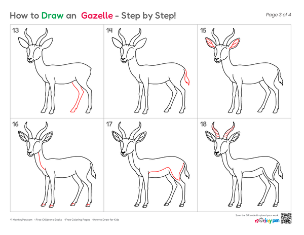 Cute gazelle illustration for kids to color