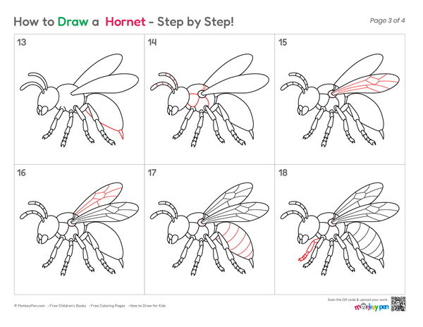 How to Draw a Hornet – Easy Step-by-Step Insect Drawing for Kids