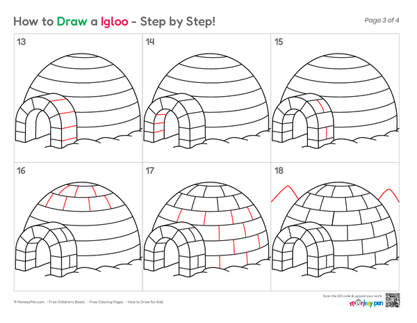 How to Draw an Igloo – Easy Step-by-Step Arctic House Drawing for Kids