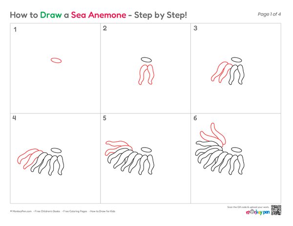 How to Draw a Sea Anemone – Easy Step-by-Step Ocean Creature Drawing for Kids