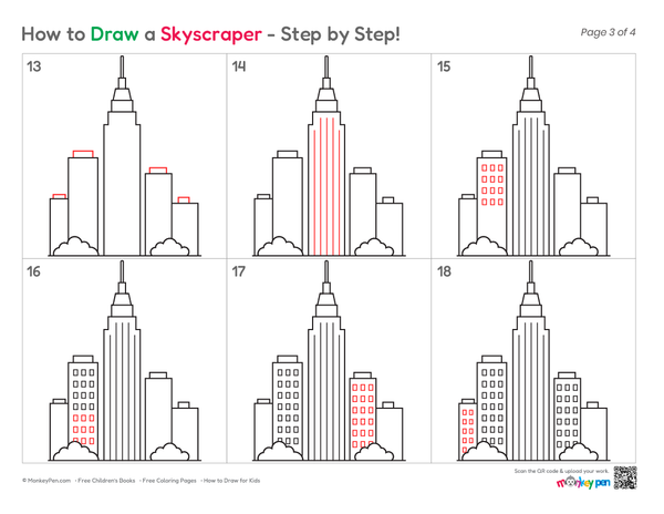 How to Draw a Skyscraper – Easy Step-by-Step Building Drawing for Kids