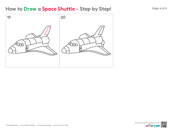 How to Draw a Space Shuttle – Easy Step-by-Step Spacecraft Drawing for Kids