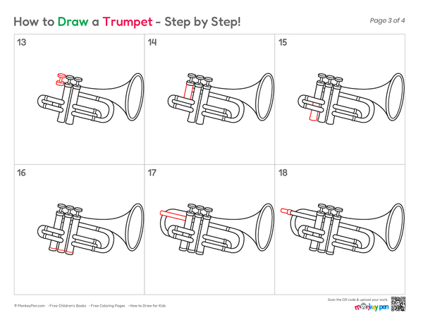 Simple Trumpet line art for young artists.