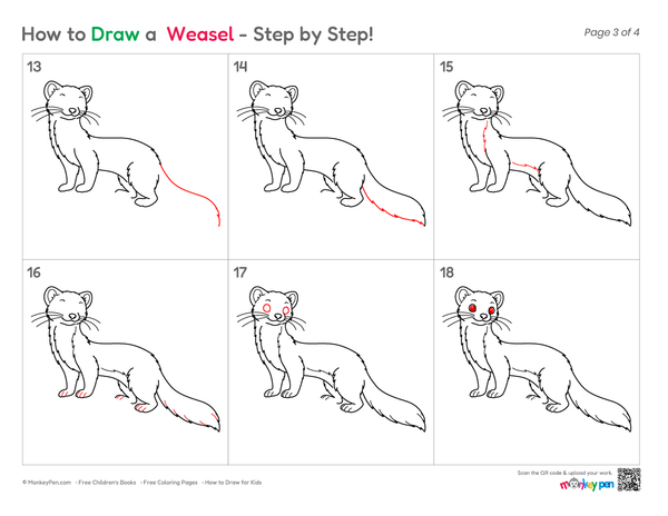 Cute weasel sketch for kids
