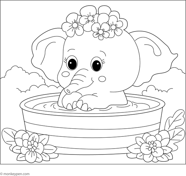 Downloadable Elephant Coloring Book