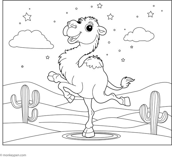 Dancing Camel coloring page – free printable for kids to color and enjoy