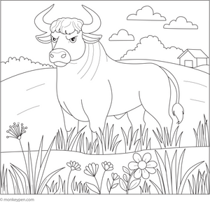 Majestic Bull coloring page – free printable for kids to color and enjoy