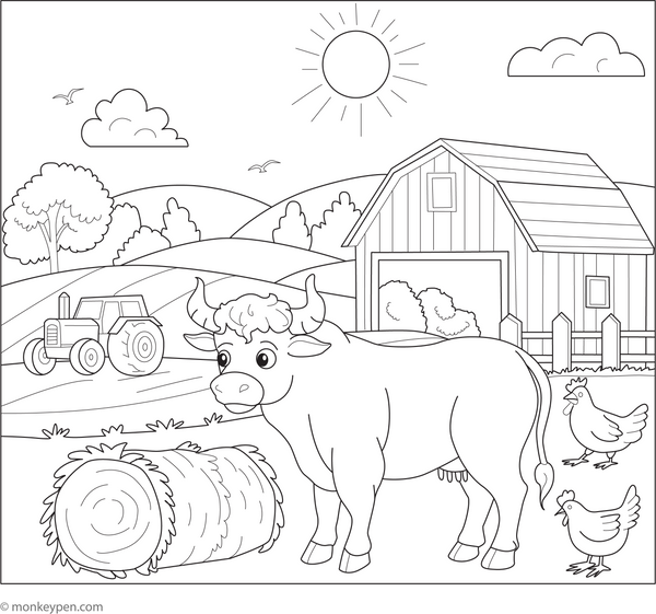 Downloadable Bull Coloring Book