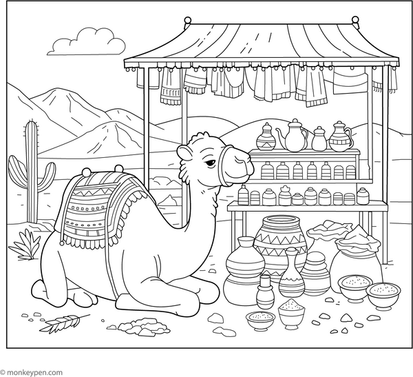Came in the Market coloring page – free printable for kids to color and enjoy