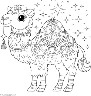 Camel with a Magical Saddle coloring page – free printable for kids to color and enjoy
