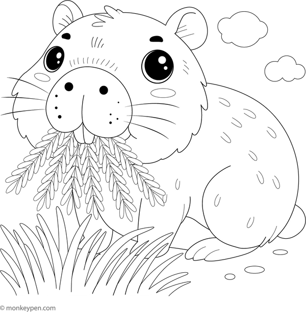 Capybara Eating Grass coloring page – free printable for kids to color and enjoy