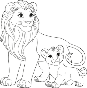Lion and Cub coloring page – fun and educational printable for children
