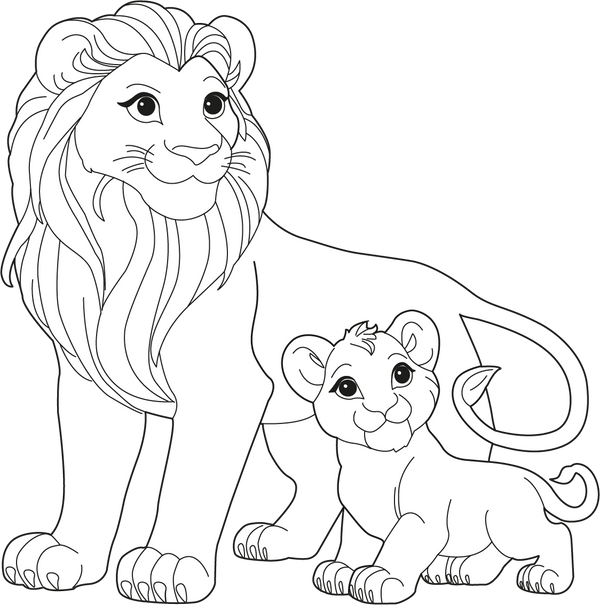 Lion and Cub coloring page – fun and educational printable for children