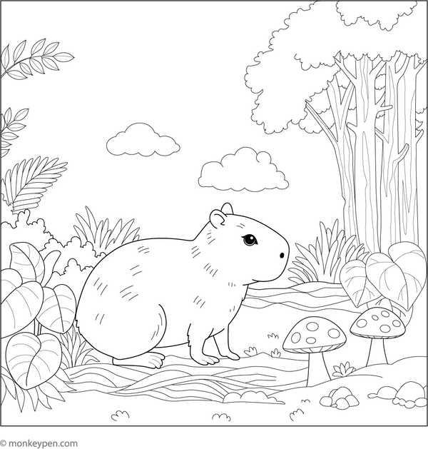 Capybara Coloring Book - Printable PDF
