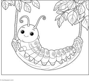 Caterpillar on a Swinging Vine coloring page – free printable for kids to color and enjoy