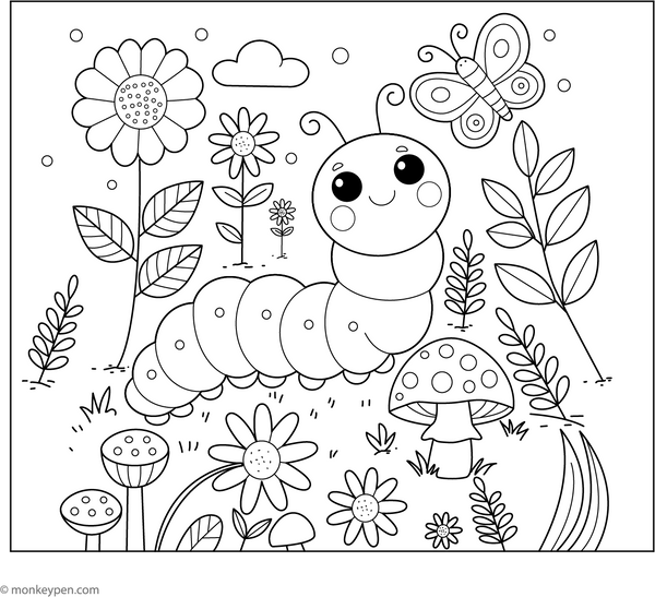 Caterpillar Coloring Book Free PDF