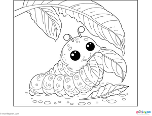 Caterpillar Eating Leaf coloring page – free printable for kids to color and enjoy