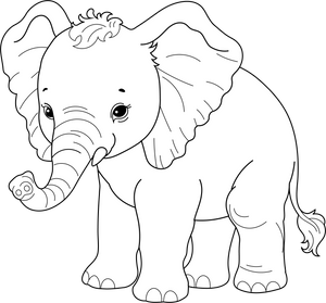 Baby Elephant coloring page – printable animal drawing for children