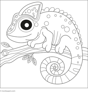 Cute Chameleon coloring page – free printable for kids to color and enjoy