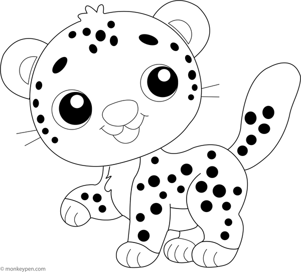 Cartoon Cheetah with a Smile coloring page – free printable for kids to color and enjoy