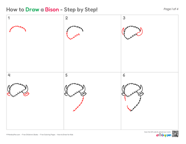 How to Draw a Bison – Easy Step-by-Step Wildlife Drawing for Kids