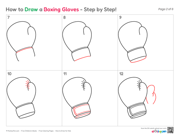 Boxing gloves sketch for kids to color.
