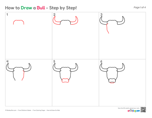 Bull illustration built from easy circles and body shapes.