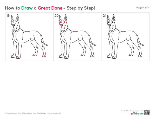 How to Draw a Great Dane – Easy Step-by-Step Dog Drawing for Kids