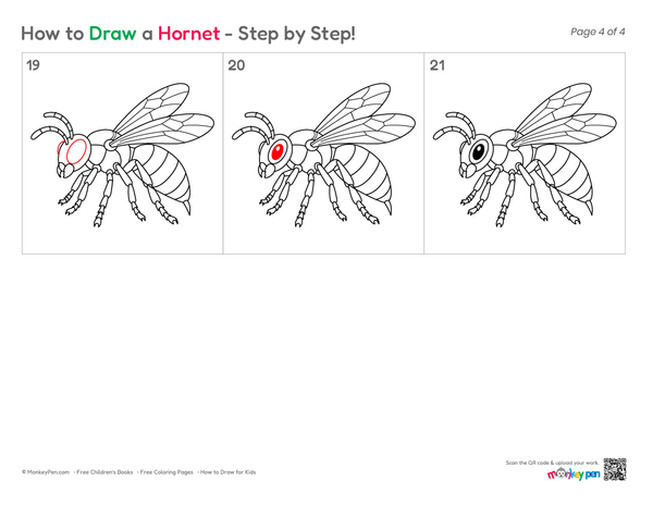 How to Draw a Hornet – Easy Step-by-Step Insect Drawing for Kids
